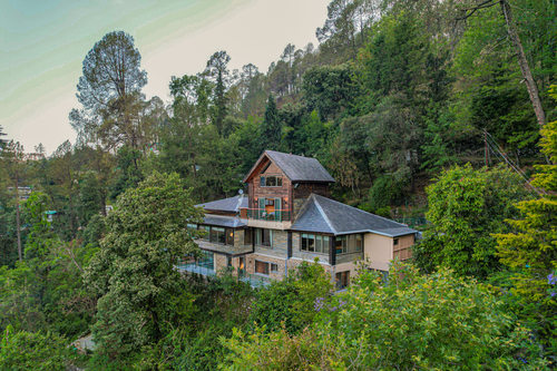 Blushing Pines Retreat | Stunning 3-BHK Hillside Villa with Attic, Indoor Pool & Outdoor lounge 