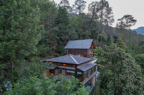 Blushing Pines Retreat | Stunning 3-BHK Hillside Villa with Attic, Indoor Pool & Outdoor lounge 