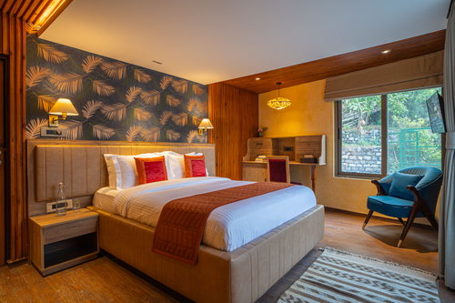 Blushing Pines Retreat | Stunning 3-BHK Hillside Villa with Attic, Indoor Pool & Outdoor lounge 