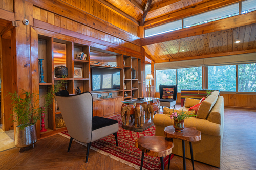 Blushing Pines Retreat | Stunning 3-BHK Hillside Villa with Attic, Indoor Pool & Outdoor lounge 