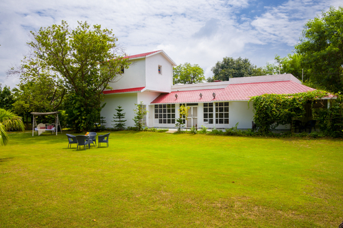 Raha Farms | 4-BHK Pet-friendly Villa with Private Pool, Restaurant, Shared Pool, Game Zone, & Gym on 5.5-Acre Land