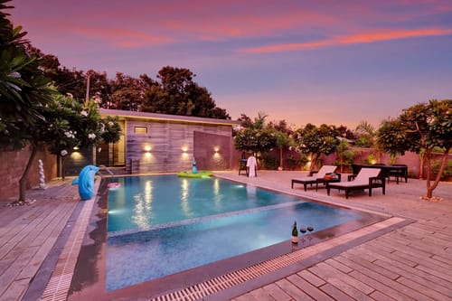 Radhyam | Charming 2–BHK Escape With Private Pool, Garden & Aravalli Hill Views