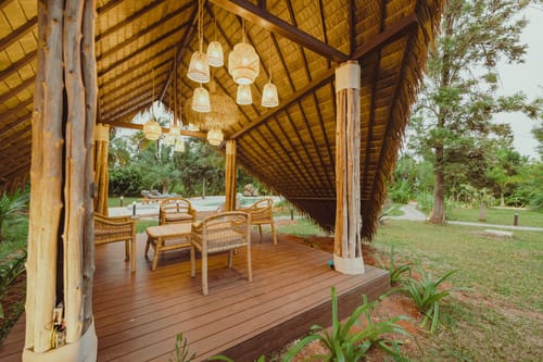 Ananta Bliss Bale | Fibre Tent on 1-Acre with Shared Pool, Sunken Firepit, Gazebo & a Lush Garden