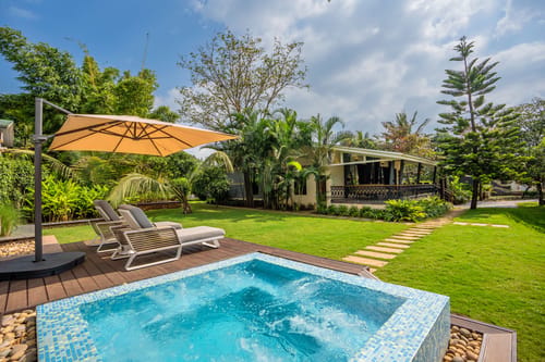 Energise Soul Retreat Vishuddha Villa | Pet-friendly 3-BHK With Jacuzzi, Garden,  Bonfire Pit & Shared Pool, Spiritual Sanctuary and Restro – 3 bedroom villa in Nashik, Maharashtra