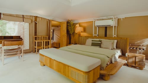 Bali Bay Saung | 1 Earthy Fibre-Clad Tent with a Shared Pool, Jacuzzi, Lounges & Firepits – 1 bedroom villa in Bengaluru, Karnataka