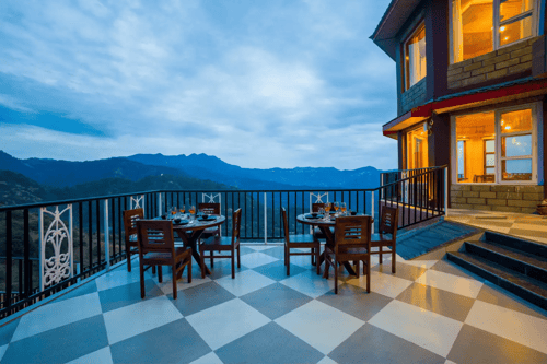 Pine Shadow Fuchsia | Hillside Retreat With Picturesque Balcony & Restaurant – 1 bedroom villa in Shimla, Himachal Pradesh
