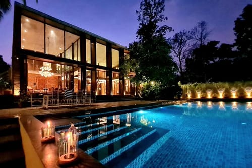 The Glass Villa | 4-BHK | Pvt Infinity Pool | Ent Lounge | Sunken Pit Area – 4 bedroom villa in North Goa, Goa