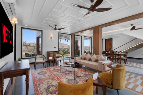 Godan Terra Cove | 6-BHK Retreat with Private Pool, Garden & Elevated Gazebo, featuring Stunning Hill & River Views – 6 bedroom villa in Udaipur, Rajasthan