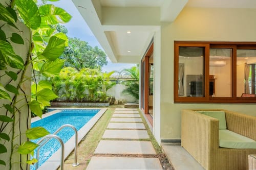 Villa Judiline | Elegant Pet-friendly 3-BHK Villa With Pvt Pool, Indoor Bar & Outdoor Sitting