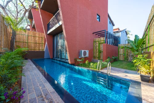 Serenica | 4-BHK Villa with Private Pool, Bar Lounge, Terrace Views, Lift & Peaceful Pilerne Location | Pet-friendly – 4 bedroom villa in North Goa, Goa