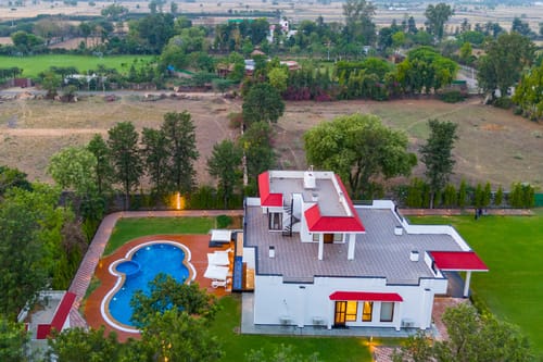 Sanisa Farm | 3-BHK Farmhouse With Private Pool, Game Zone & Lush Garden
