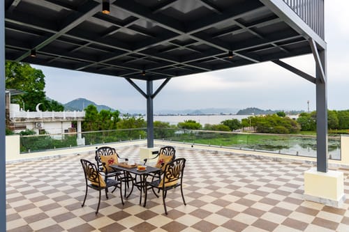 Lakemount | 2-BHK Getaway with Private Pool, Open-Air Gazebo & Terrace At Fatehsagar Lake