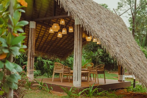 Ananta Bliss Bale | Fibre Tent on 1-Acre with Shared Pool, Sunken Firepit, Gazebo & a Lush Garden