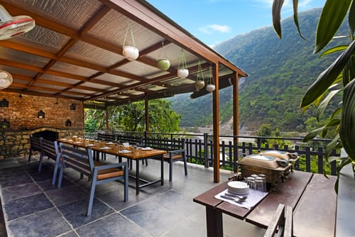 Granny’s Den | 3-BHK Pet-friendly With Living Room, Shared Pool, Restaurant & Gazebo by the River