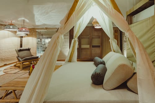 Ananta Bliss Bale | Fibre Tent on 1-Acre with Shared Pool, Sunken Firepit, Gazebo & a Lush Garden