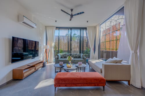 Serenica | 4-BHK Villa with Private Pool, Bar Lounge, Terrace Views, Lift & Peaceful Pilerne Location | Pet-friendly – 4 bedroom villa in North Goa, Goa