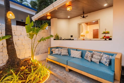 House of Neptune | 1-BHK Boutique Villa | Open Kitchen | Sit-out area | 10 Meters from Ashwem Beach