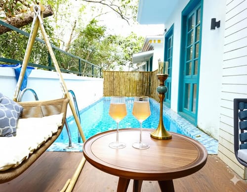 Casa Lotus | 3-BHK Villa with Private Pool, Cosy Nook, Balconies; in a Gated Complex – 3 bedroom villa in North Goa, Goa