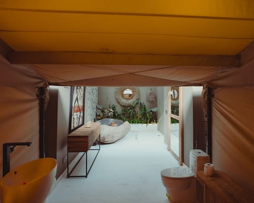 Bali Bay Saung | 1 Earthy Fibre-Clad Tent with a Shared Pool, Jacuzzi, Lounges & Firepits – 1 bedroom villa in Bengaluru, Karnataka