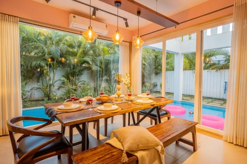 Villa Aarna | Tropical 3-BHK Villa Near Ozran Beach With Private Pool & Lounge Area