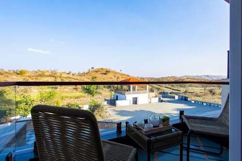 Godan Terra Cove | 6-BHK Retreat with Private Pool, Garden & Elevated Gazebo, featuring Stunning Hill & River Views – 6 bedroom villa in Udaipur, Rajasthan