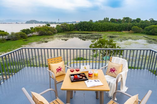 Lakemount | 2-BHK Getaway with Private Pool, Open-Air Gazebo & Terrace At Fatehsagar Lake