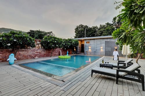 Radhyam | Charming 2–BHK Escape With Private Pool, Garden & Aravalli Hill Views