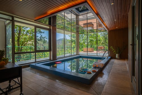 Blushing Pines Retreat | Stunning 3-BHK Hillside Villa with Attic, Indoor Pool & Outdoor lounge  – 3 bedroom villa in Nainital, Uttarakhand