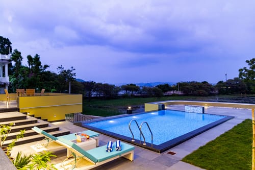 Lakemount | 2-BHK Getaway with Private Pool, Open-Air Gazebo & Terrace At Fatehsagar Lake