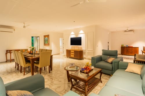 Kensho Daisy | Serene 5-BHK Villa With Private Pool, Common Pool, & Lift; Near Popular Beaches