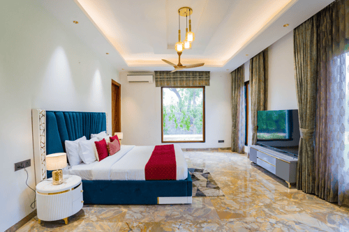 Sanisa Farm |  3-BHK Farmhouse With Private Pool, Game Zone & Lush Garden