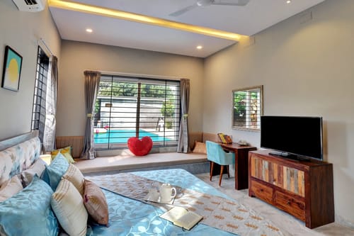 Radhyam | Charming 2–BHK Escape With Private Pool, Garden & Aravalli Hill Views