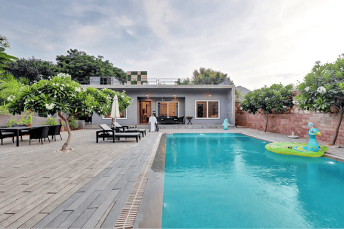 Radhyam | Charming 2–BHK Escape With Private Pool, Garden & Aravalli Hill Views