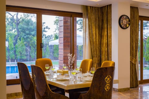 Sanisa Farm |  3-BHK Farmhouse With Private Pool, Game Zone & Lush Garden