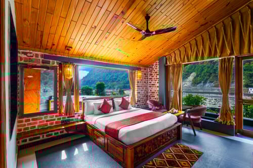 Granny’s Den | 3-BHK Pet-friendly With Living Room, Shared Pool, Restaurant & Gazebo by the River