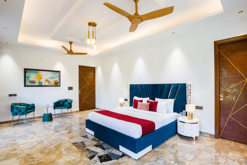 Sanisa Farm |  3-BHK Farmhouse With Private Pool, Game Zone & Lush Garden