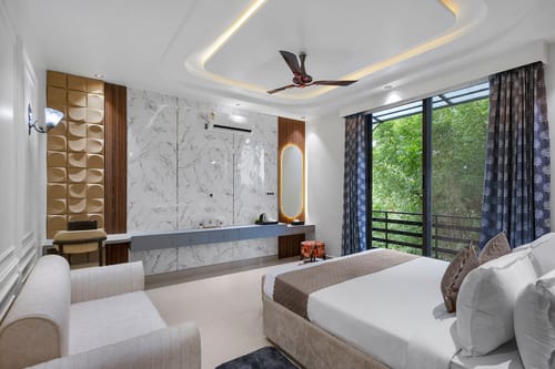 Shreya Blossom Retreat | 4-BHK Villa With Private Pool, Gazebo, Garden, Bar & Scenic Aravali Views