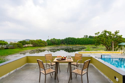 Lakemount | 2-BHK Getaway with Private Pool, Open-Air Gazebo & Terrace At Fatehsagar Lake