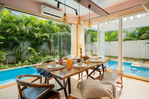 Villa Aarna | Tropical 3-BHK Villa Near Ozran Beach With Private Pool & Lounge Area