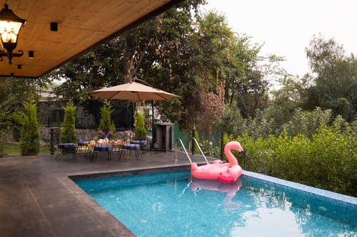 Maple House | Hillside 3-BHK Retreat with Private Pool, Jacuzzi, Open Pizzeria & Bonfire Area