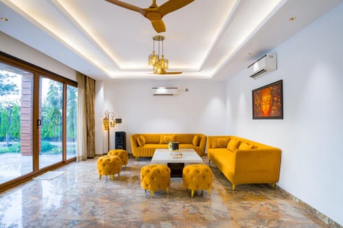 Sanisa Farm |  3-BHK Farmhouse With Private Pool, Game Zone & Lush Garden