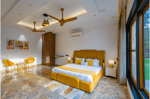 Sanisa Farm |  3-BHK Farmhouse With Private Pool, Game Zone & Lush Garden