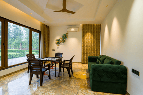 Sanisa Farm |  3-BHK Farmhouse With Private Pool, Game Zone & Lush Garden