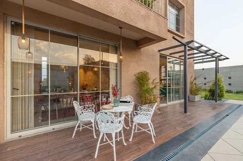Poolside sitting area