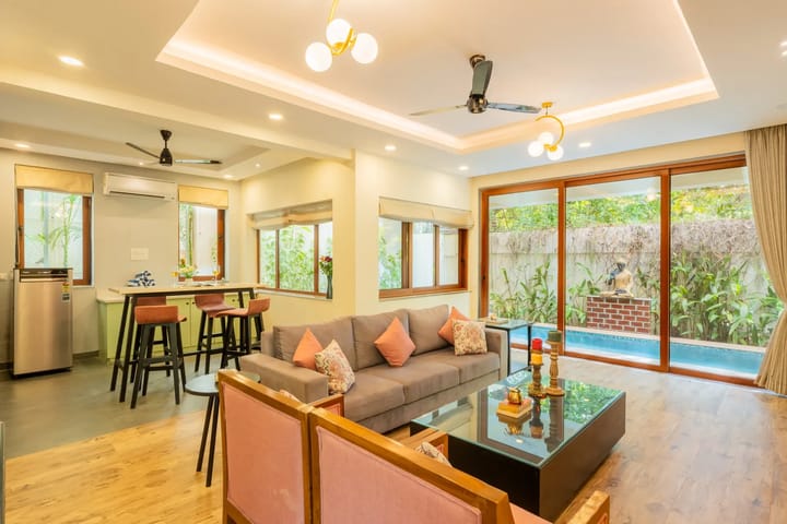 Villa Judiline | Elegant Pet-friendly 3-BHK Villa With Pvt Pool, Indoor Bar & Outdoor Sitting