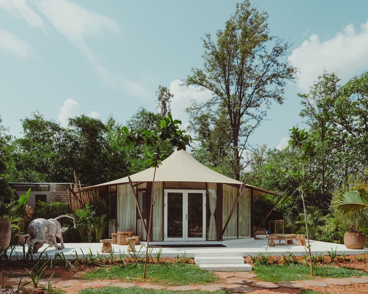 Bali Bay Langit | Glass Tent on 2-Acres with Shared Pool, Jacuzzi, Firepits, & Bar Lounge