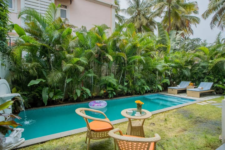 Casa Amore | 4-BHK Portuguese-Inspired Twin Villas In a Secluded Estate with Private Pools & Mini Bars | Close to Calangute & Baga Beach