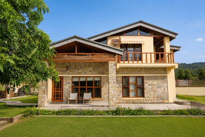 Dhela Jungle Retreat Cobblestone | Pet- Friendly Duplex 2-BHK in a Mini Resort with Shared Pool Near Jhirna Safari Zone