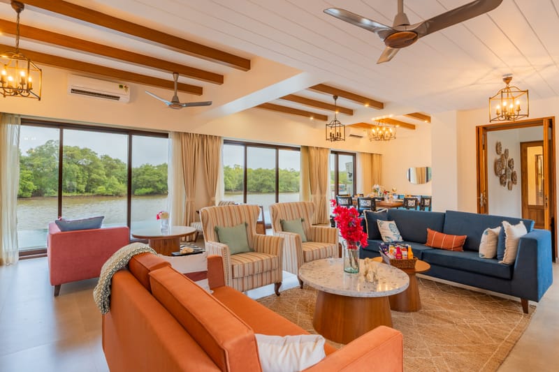 Villa Riviere | Private Riverfront Estate with 6-BHK & 3-BHK, 2 Infinity Pools, Lift, Lounge Area & Kids' Room | 3 Km from Candolim – photo 10