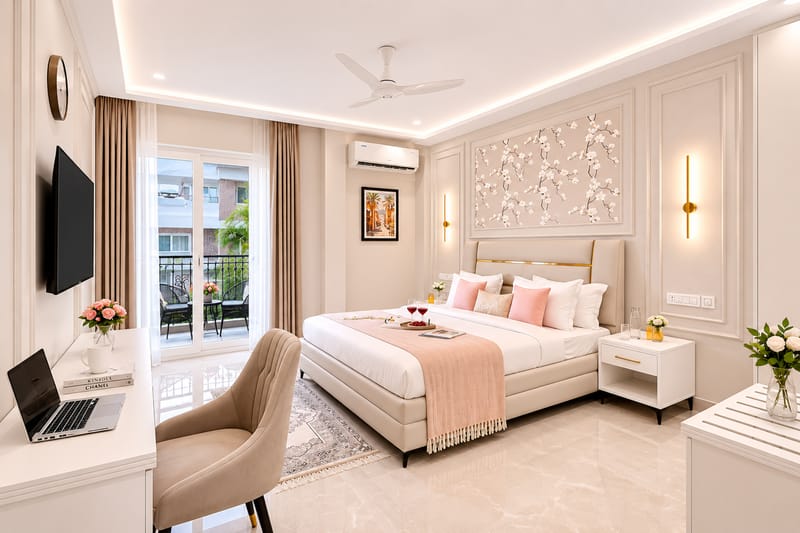 Kalyan Mansion Primrose | Elegant Room W/ Private Balcony, Shared Outdoor Space, Lift & Scenic Views – photo 21